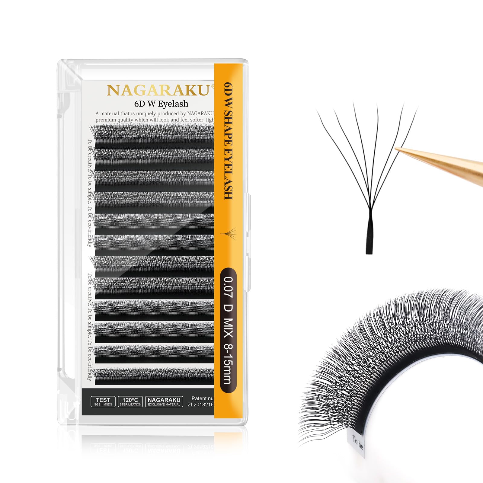 NAGARAKU W Eyelash Extension 6D Volume Premade 0.07mm D curl 8-15mm mix Faux Mink Matte Black Cluster Easy Fanning yy Eye Lashes