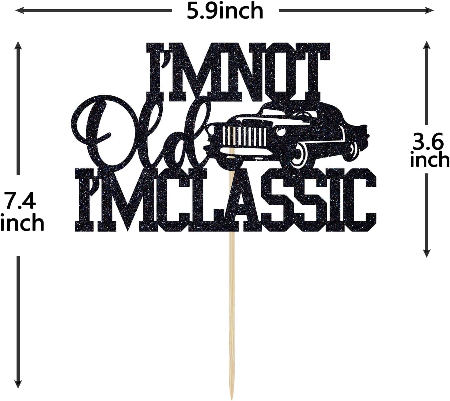 Vintage Car Cake Toppers for Men - Food Grade Cardstock "I'm Not Old I'm Classic" Silhouette Design - Elegant Birthday Party Decorations for Him — view 5