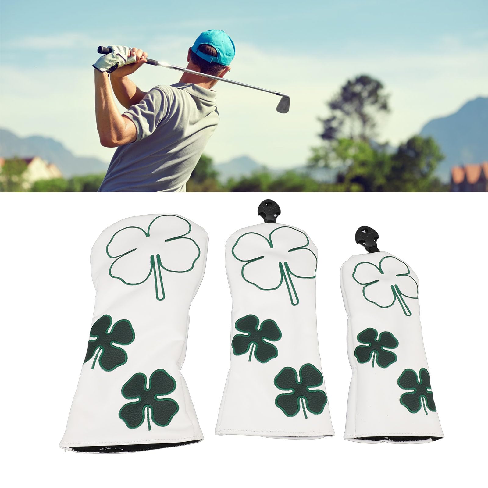 Abdeckungs-Set für Golfschläger, 3-teiliges Schlägerkopfhauben-Set, Hochwertiges PU-Leder, Wasserabweisend, Holz-Schlägerhauben für Golfbegeisterte
