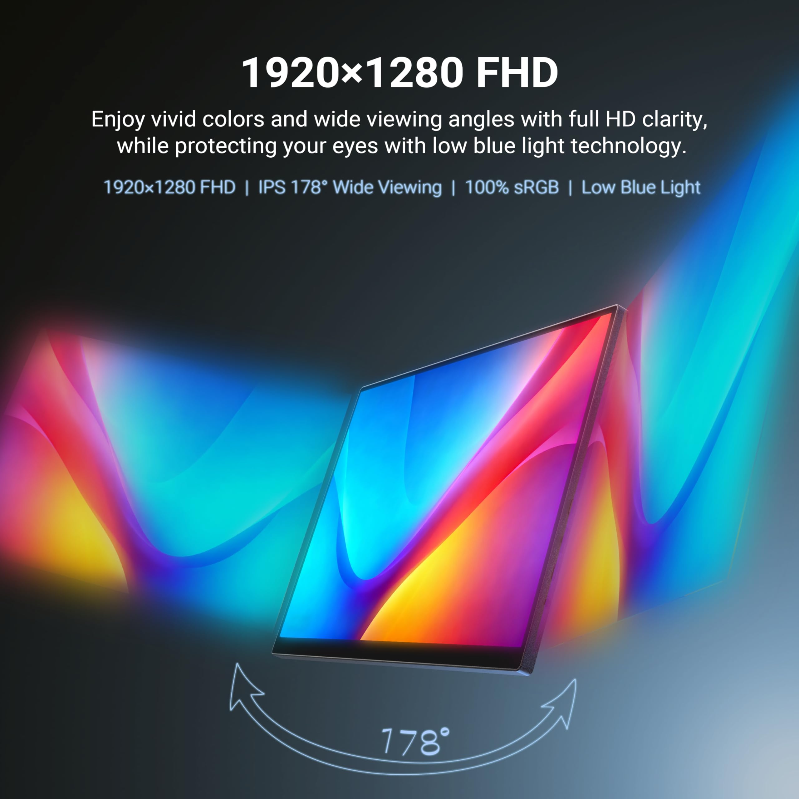 MINIX SF10T przenośny monitor 10,5 cali z ekranem dotykowym, monitor IPS 178° szeroki kąt widzenia/wbudowany dwa głośniki niska emisja światła niebieskiego/HDR chroniący oczy, zewnętrzny ekran z