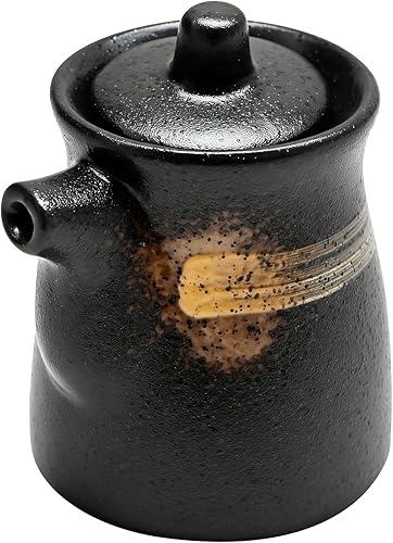 MDEOOSKY Botella de condimento de cerámica, dispensador de aceite de cerámica de loza de estilo japonés, dispensador de aceite de oliva, recipiente