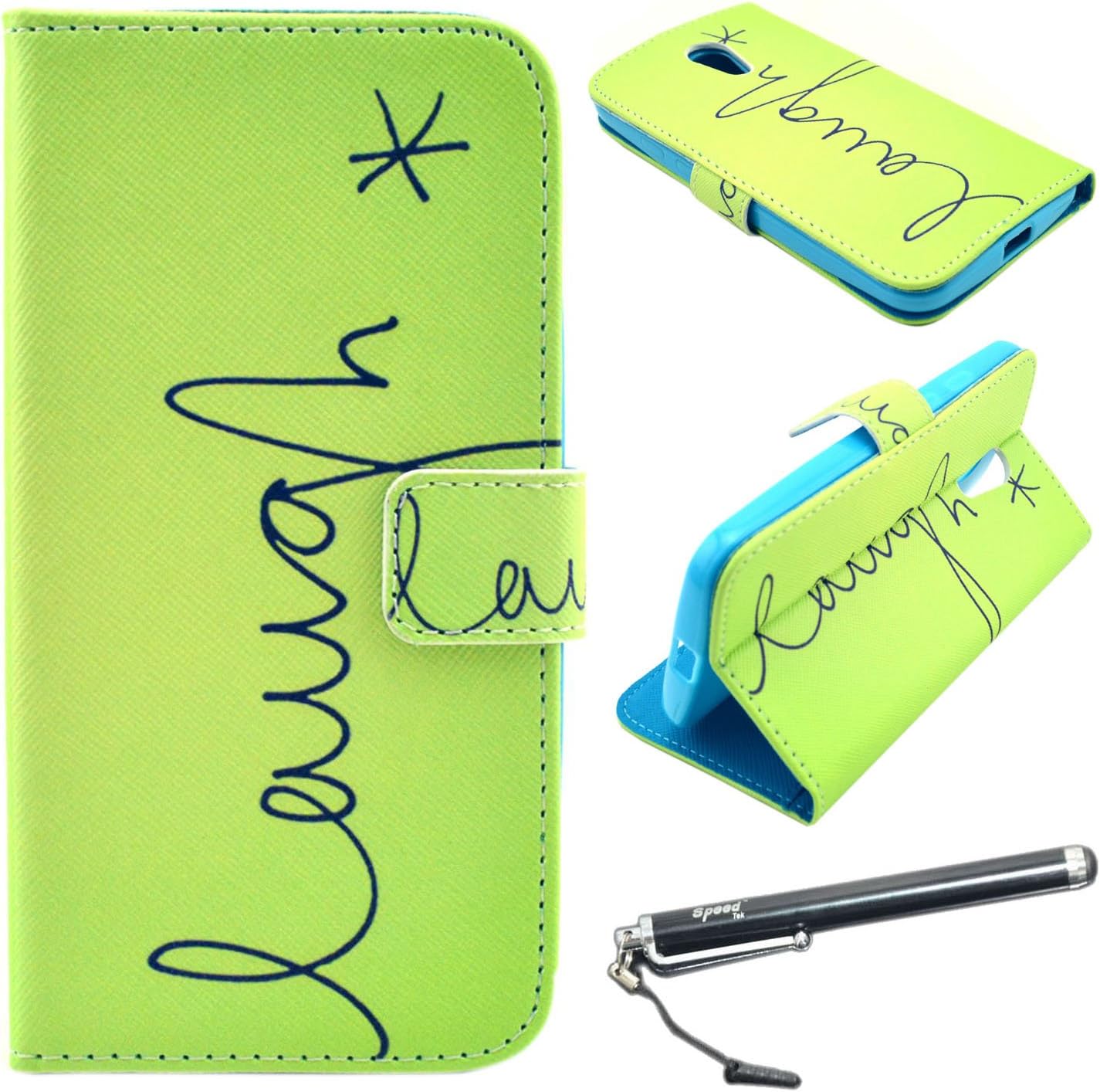 Moto G Case, Motorola Moto G (2nd Gen.) Case, Speedtek Laugh Pattern Premium PU Leather Wallet Flip Protective Skin Case with Magnetic Closure for Motorola Moto G (2nd Gen. 2014 Release) (Built-in Credit Card/ID Card Slot)