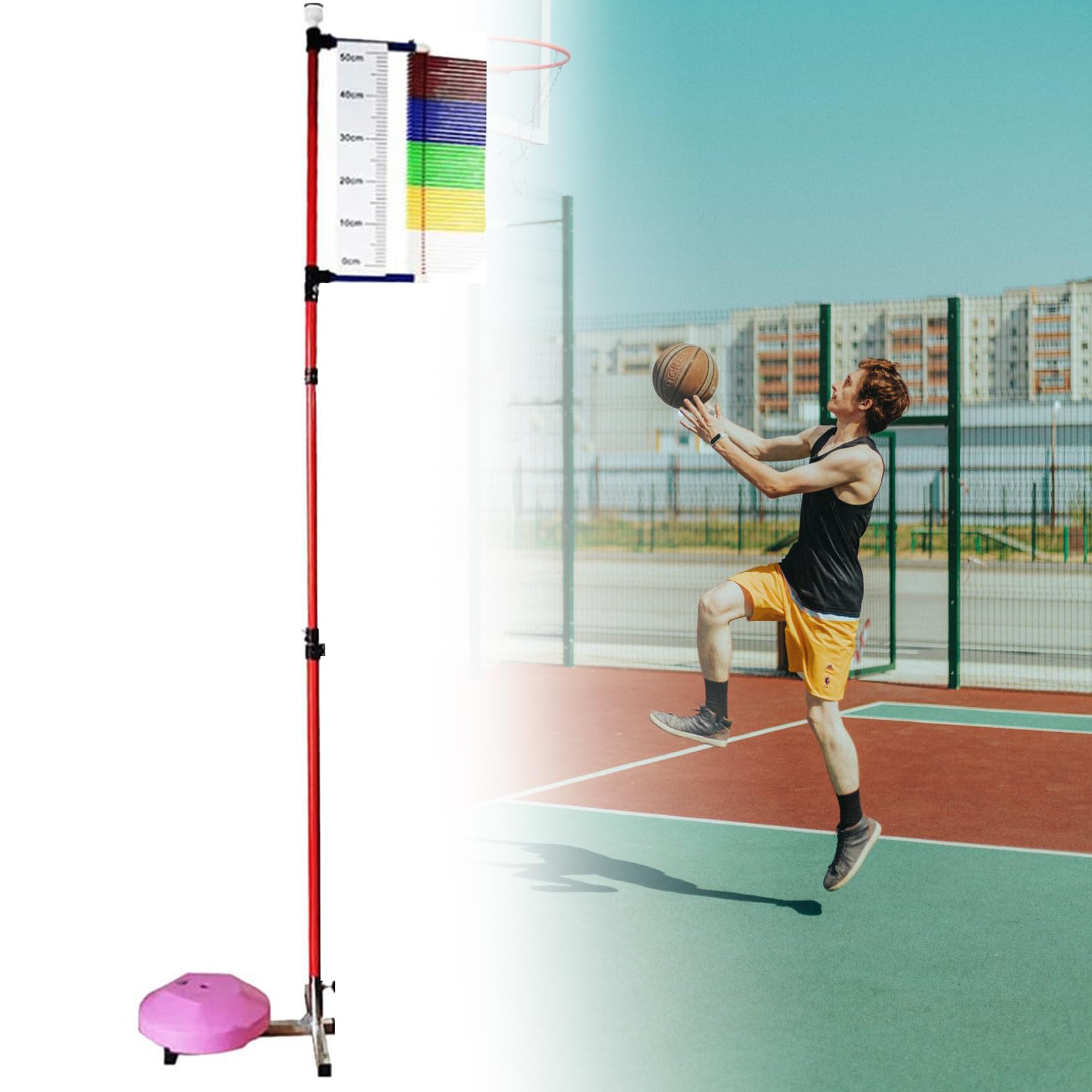 Entrenador De Salto Vertical De Altura Ajustable, Medidor De Salto Vertical De La Escuela De Gimnasia De Metal, Probador De Salto Vertical De Entrenamiento De Atletas Deportivos 3.9-11.5 Pies