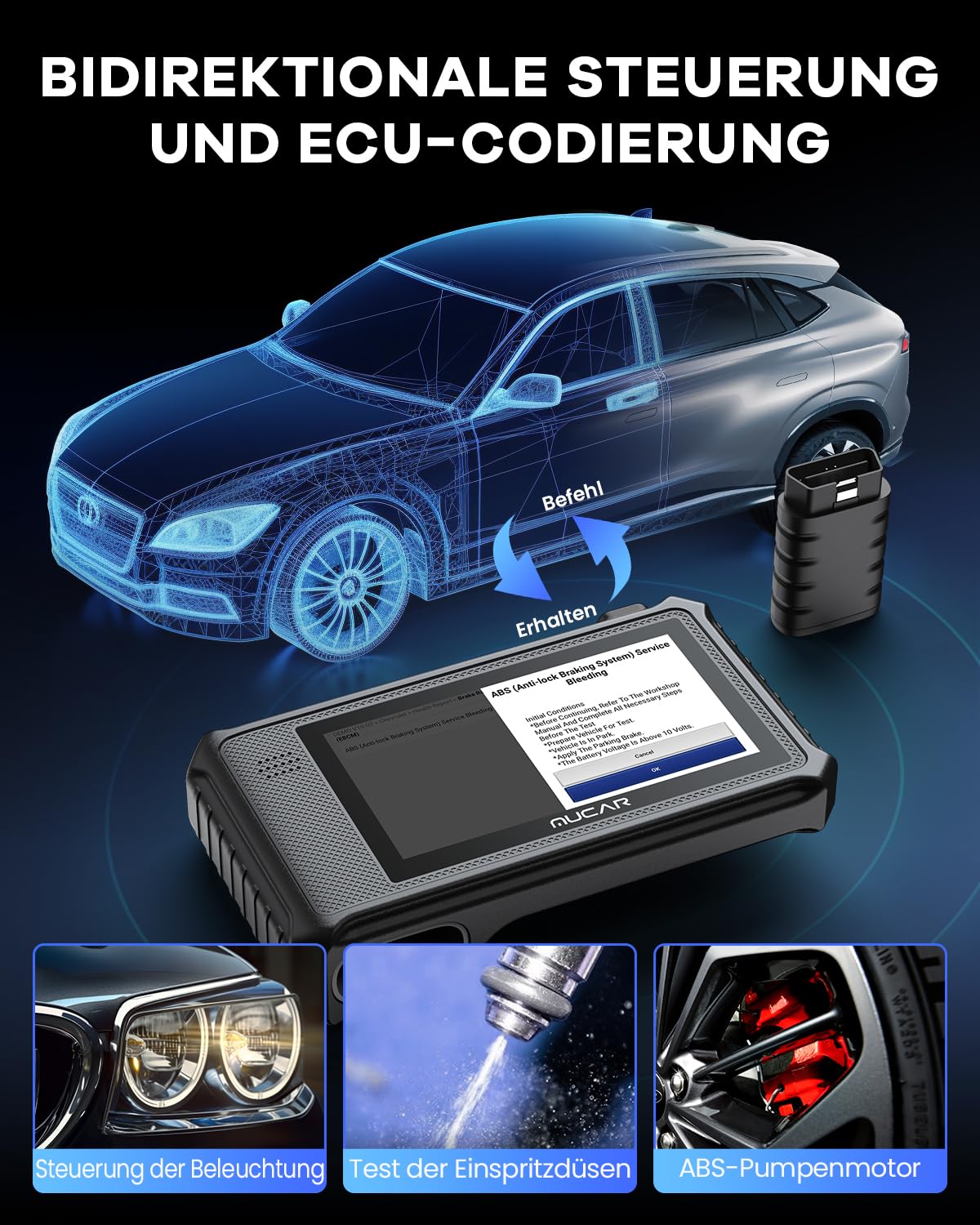 OBD2 Diagnosegerät, MUCAR VO6 Diagnosegerät Auto, Für Alle Fahrzeuge Mit & Alle Systemdiagnosen Und 28 +Reset-Funktion, Kfz Auslesegerät Mit AutoVIN, Android 10.0