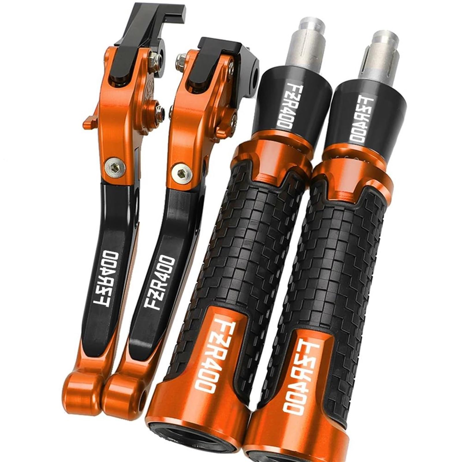 VTAIEX Motorbike Accessories for Y-AMAHA FZR400 FZR 400 FZR-400 1988 1989 1990 Fzr400 Motorcycle Adjustable Brake Clutch Levers 22MM Hand Grips Handlebar End(Orange)
