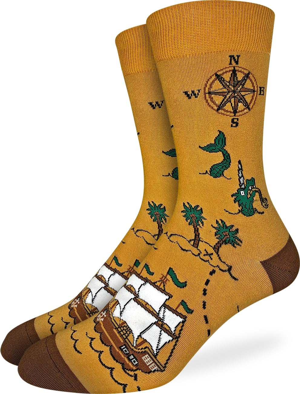 Good Luck Sock Men's Nautical Ships and Boats Socks, Adult, Pirate Ship, Mens, Large