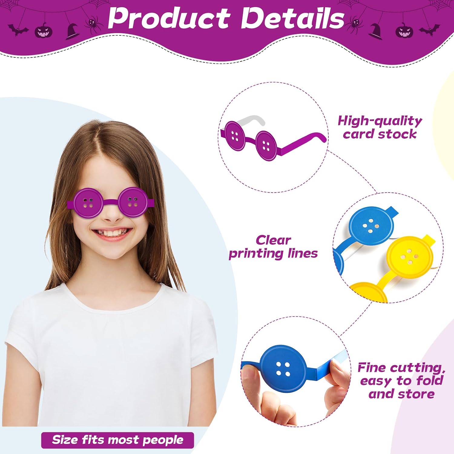 32Pcs Button Eyes Glasses Bulk Button Party Decorations Paper Glasses Paper Eyewear Funny Novelty Eyeglasses for Birthday Costume Party Supplies Decorations Photo Props