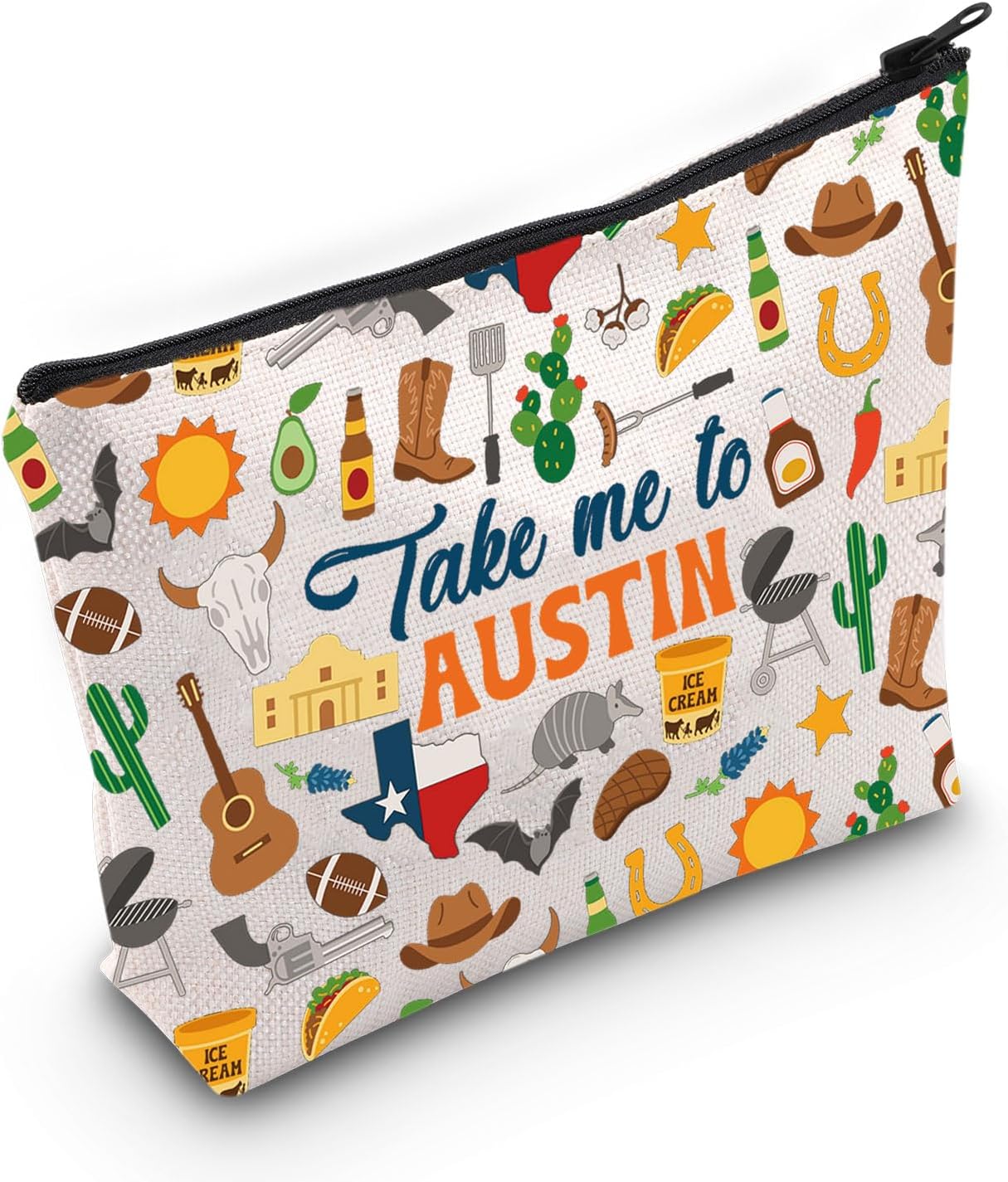 WZMPA Austin Texas Trip Cosmetic Bag - Travel Gift Zipper Pouch Bag - Vacation Gift