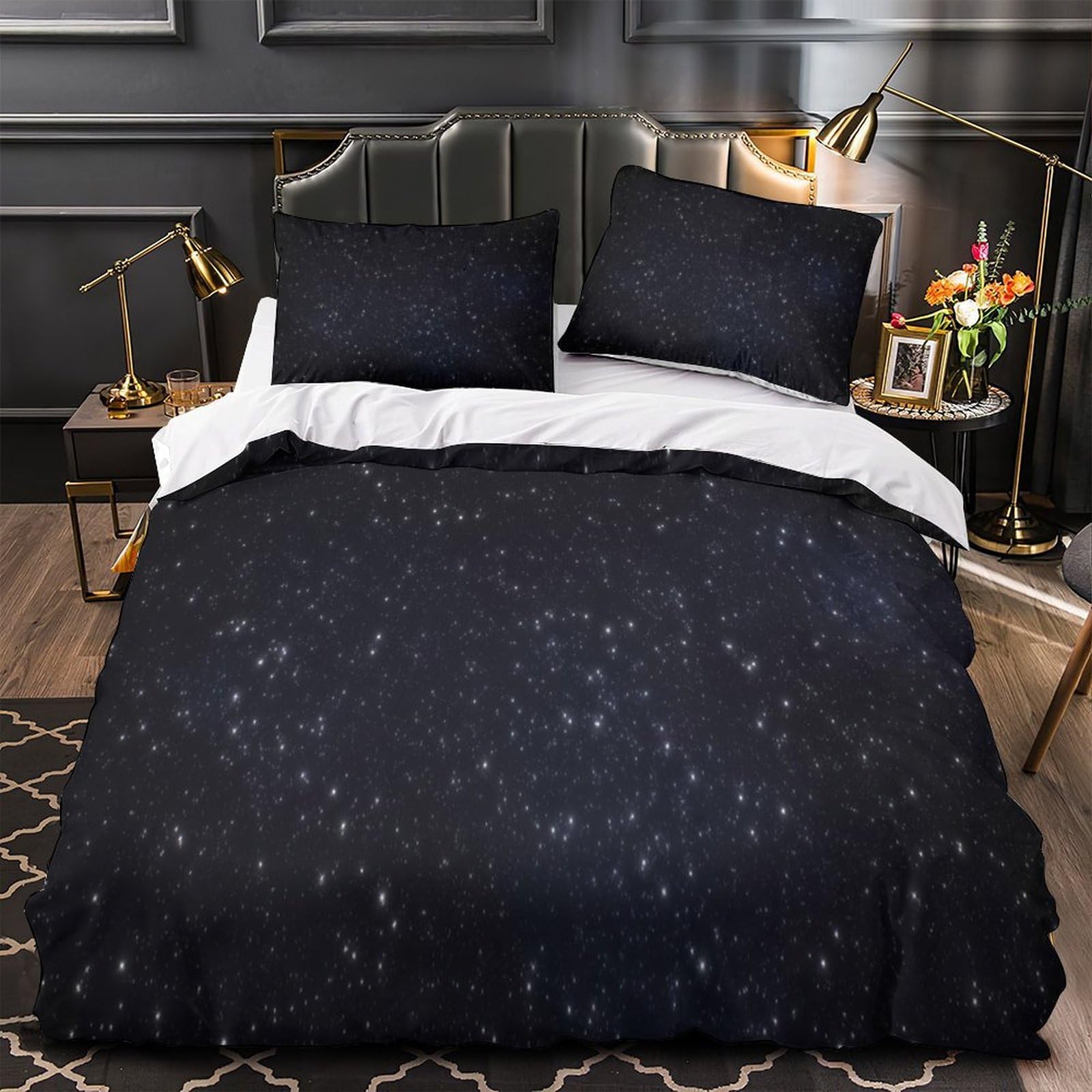 Housse de couette microfibre hypoallergique 200x200 Nuit Étoilée effet 3D artistique