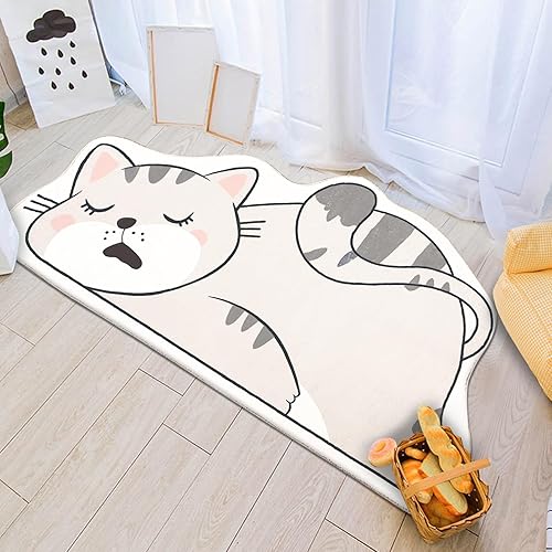 Alfombra de juego infantil de 5 pies, bonita alfombra lavable para dormitorio de gatos, tapete para habitación de niños y niñas, tapete de dibujos