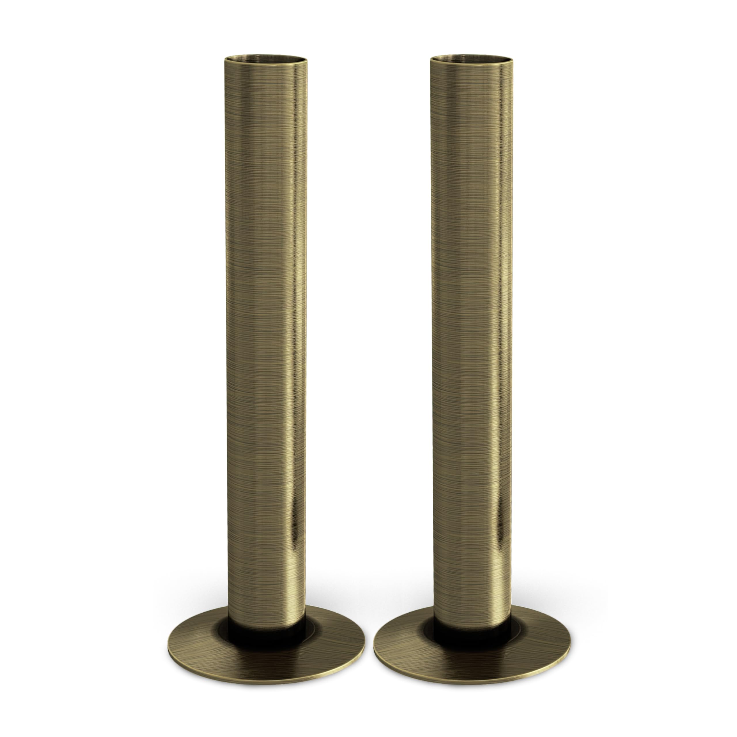 UK Radiators 130mm x 18mm Brass Pipe Sleeves - 2 Pack Radiator Pipe Covers | 130mm x 18mm Brass Pipe Sleeves - Brushed Antique Brass Finish - Perfect Addition to Any Interior Design (2 Pack)
