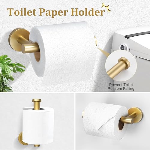 Miniatura 4 de TURS Juego de 5 piezas de accesorios de baño de acero inoxidable SUS304 de 24 pulgadas, juego de accesorios de baño redondos montados en la pared