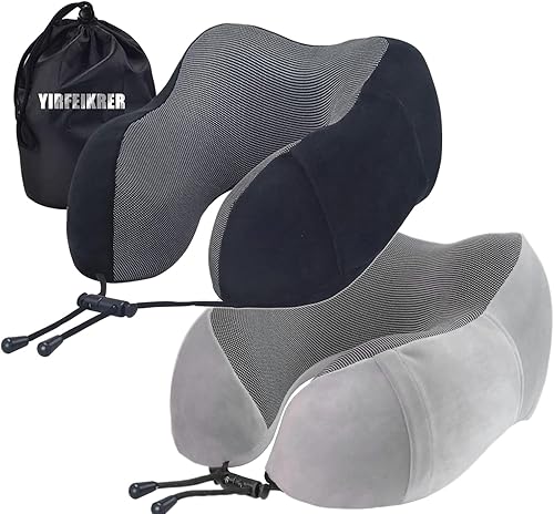 Almohada de viaje, la mejor almohada de espuma viscoelástica para el cuello y almohada suave para soporte para la cabeza, con bolsas de