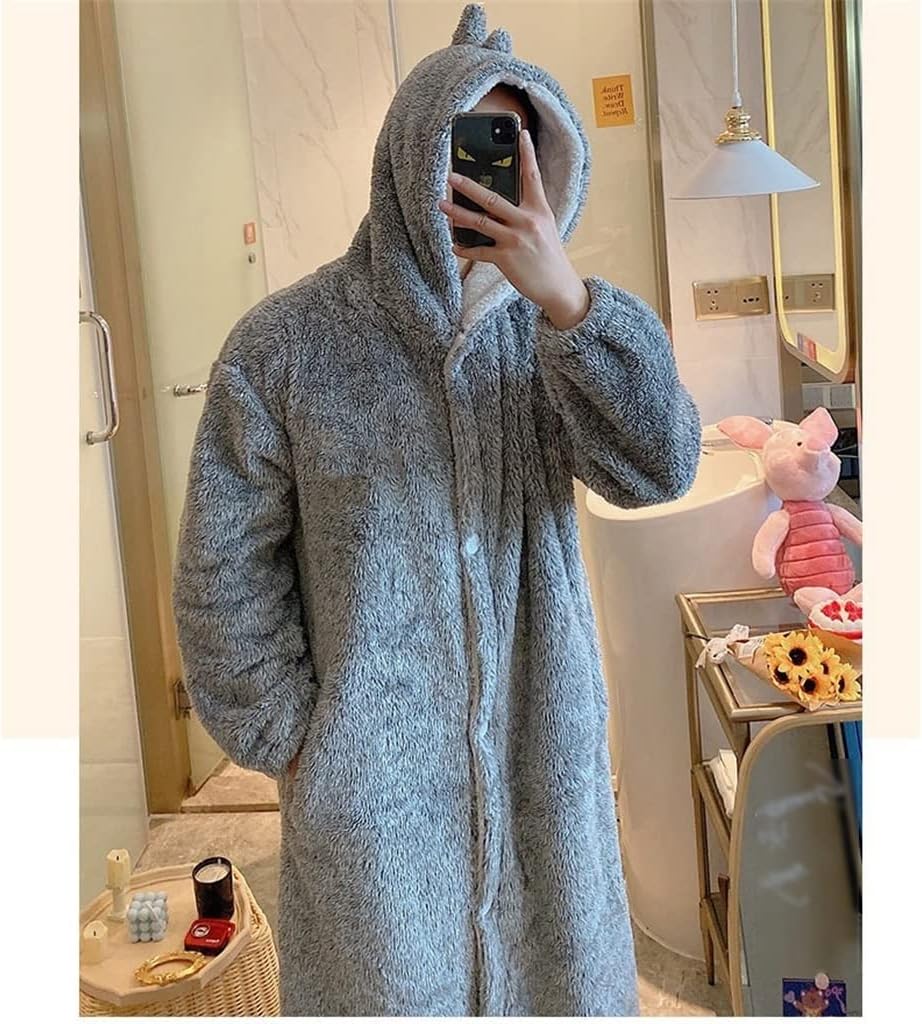 Men's nightgown winter flannel warm pajamas men's thickened bathrobe home clothes