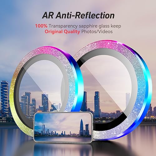 Miniatura 187 de Paquete de 3 x 2 protectores de lente de cámara Jeluse para iPhone 14 Pro Max para iPhone 14 Pro, cubierta protectora de pantalla de vidrio templado