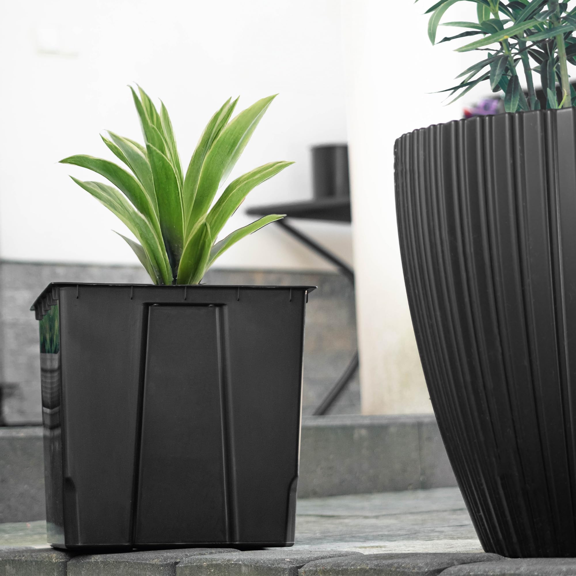 KADAX Insert de 40 cm pour jardinières, plastique noir, rectangulaire 38,5 x 28 cm