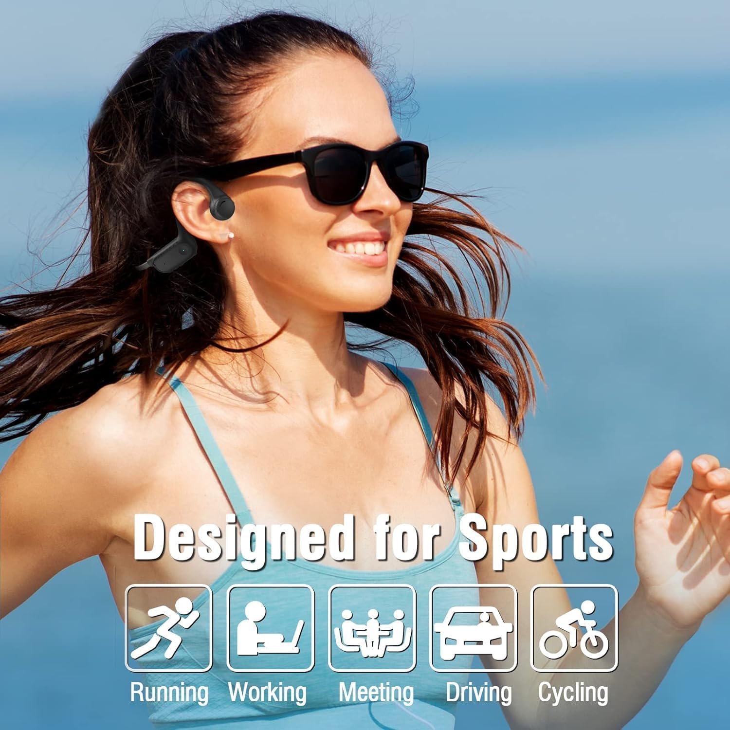 Bone Conduction Headphones,Open Ear Wireless Headphones Bluetooth 5.2 Sport Headset with Mic,10H Playtime Sweatproof Lightweight Earphones for Running, Gym, Cycling, Hiking (Bright red) 1