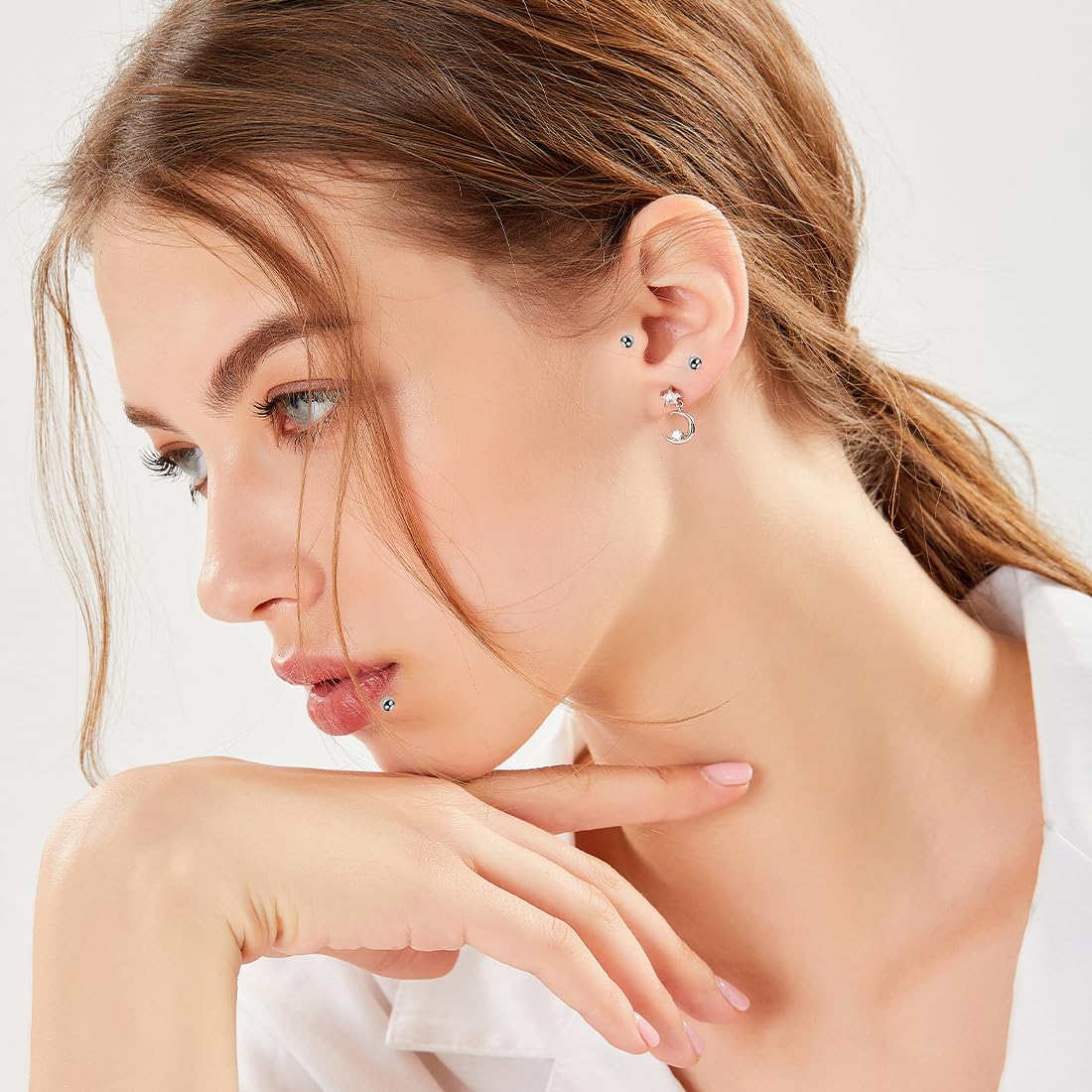 Acero Quirúrgico Piercing Labio 9 Pcs Labret Hilo Interno Tragus Helix Cartílago Pendientes Joyería
