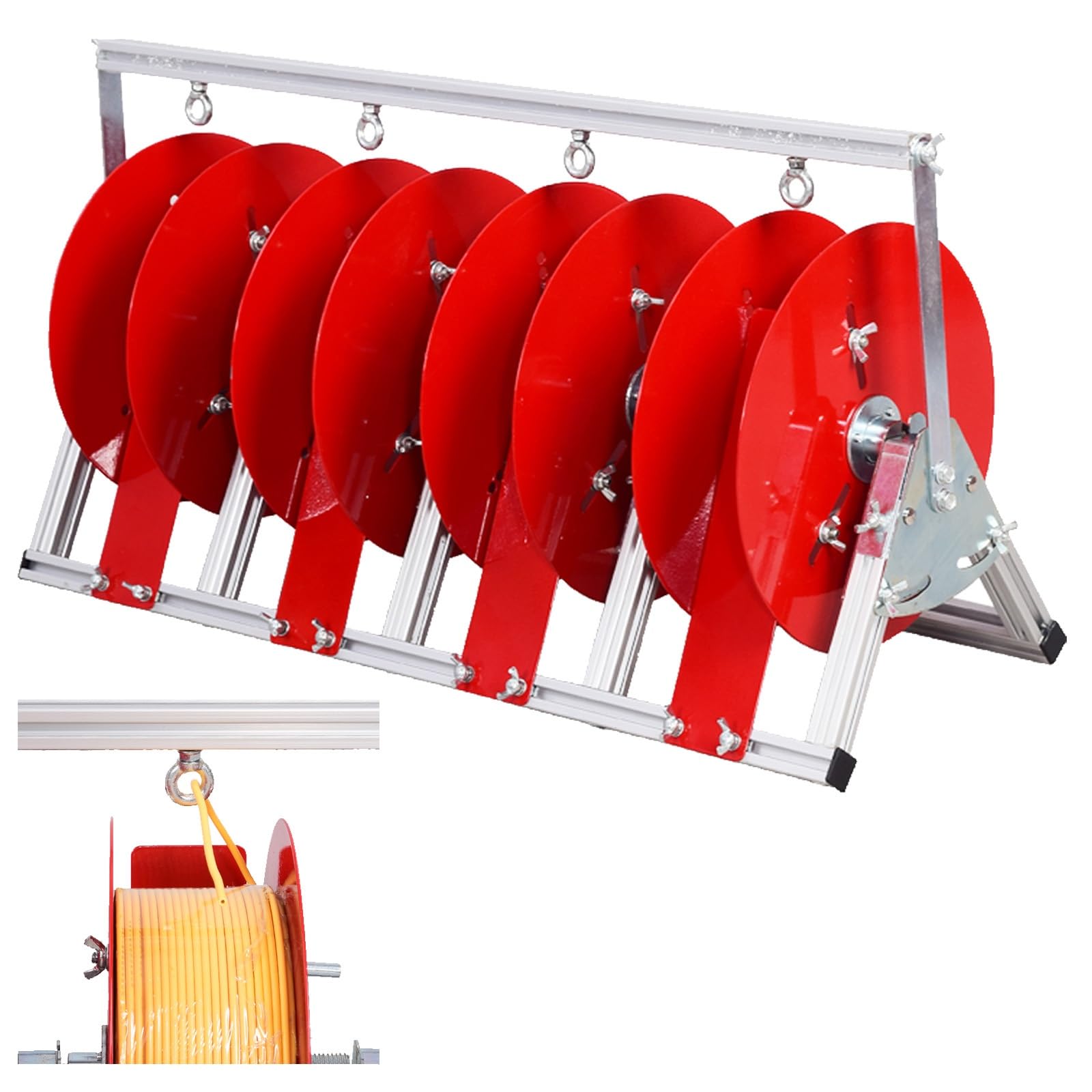 Portacarretes de alambre de acero inoxidable con organizador portátil de 4 carretes para cables