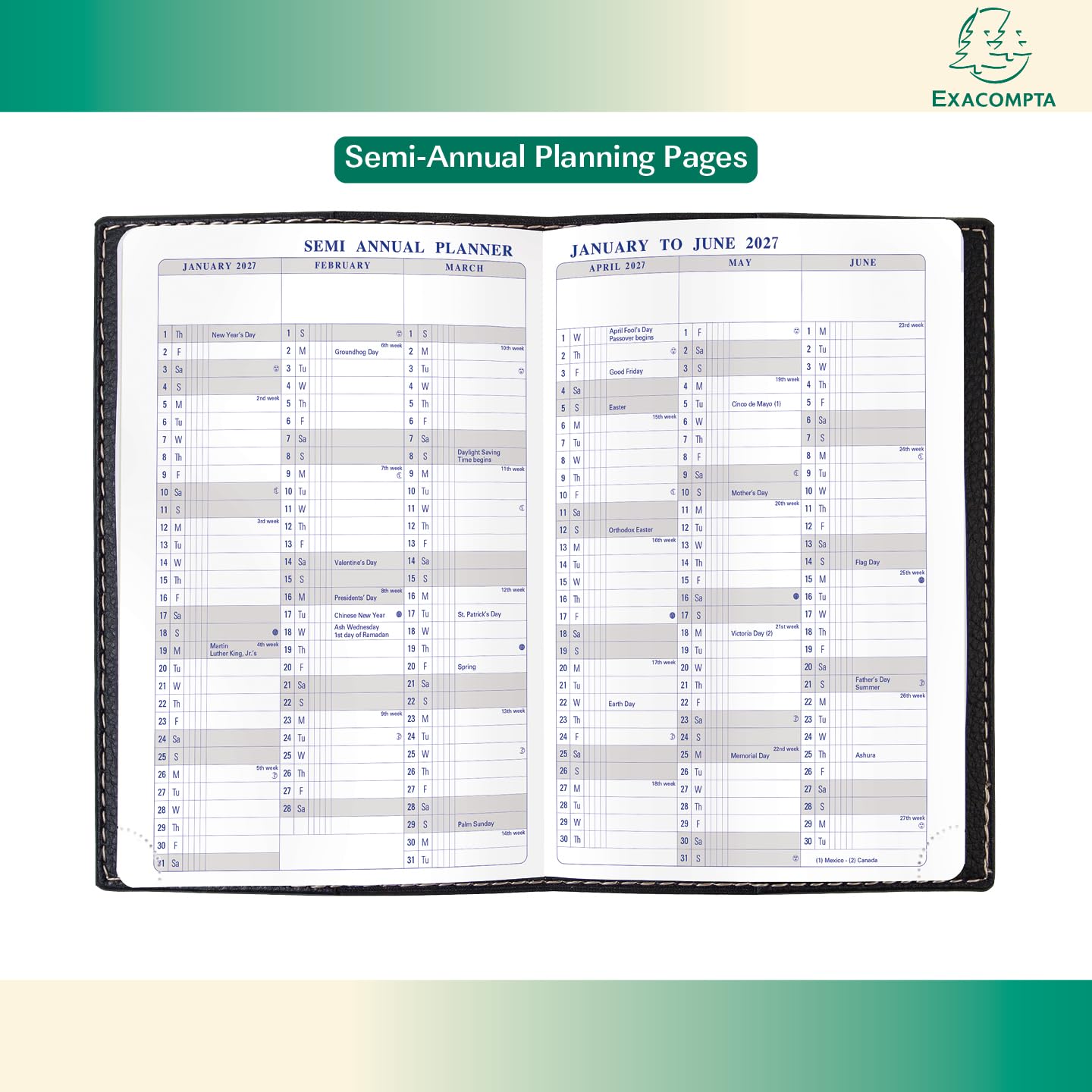 Exacompta 2027 Refill For Journal 21 Planner - Time Management Organizer and Terminkalender