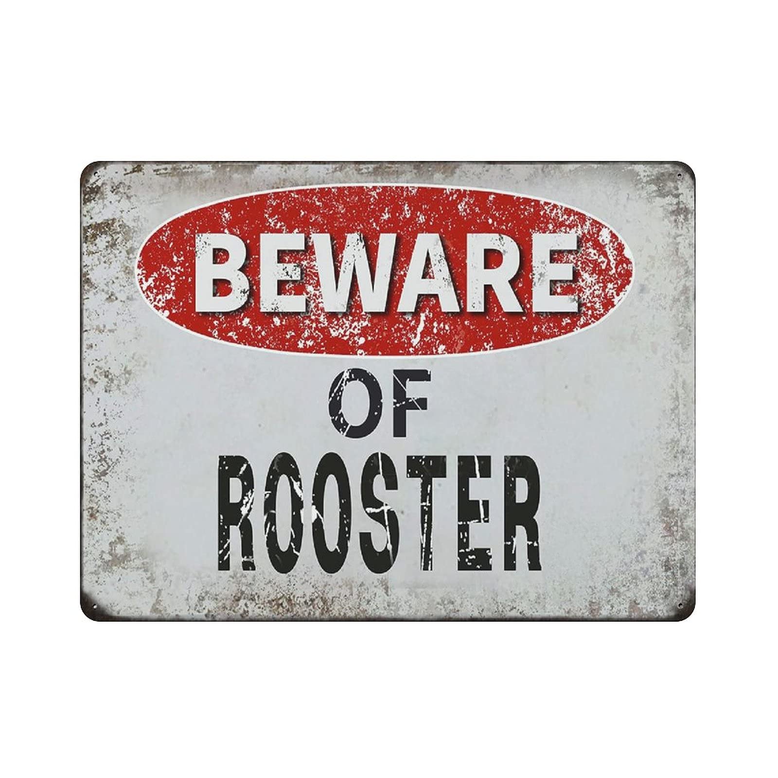 Metal Tin Sign Beware of Rooster Vintage Tin Poster Metal Sign Wall Decoration Country Kitchen Home Garage Decor 12"x16"