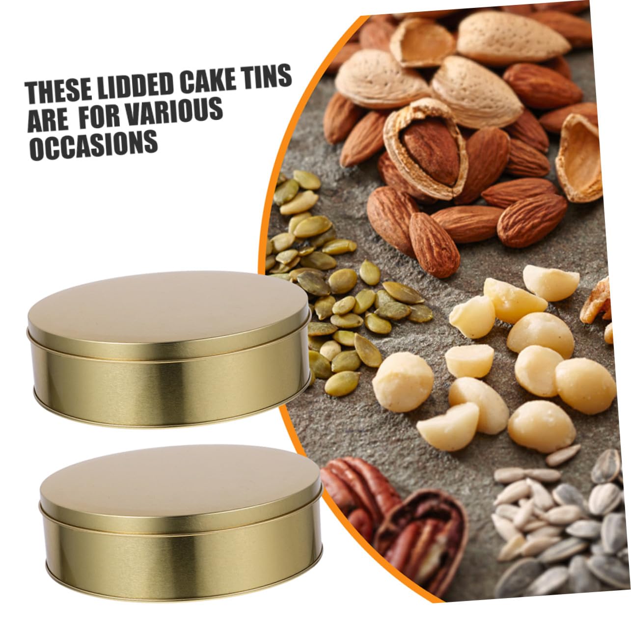 Uonlytech Boîtes à Biscuits Rondes en Fer Doré Boîte à Biscuits de Noël Lot de 4 avec Couvercles Polyvalente pour Snacks et Petits Objets, Rangement pour Fêtes