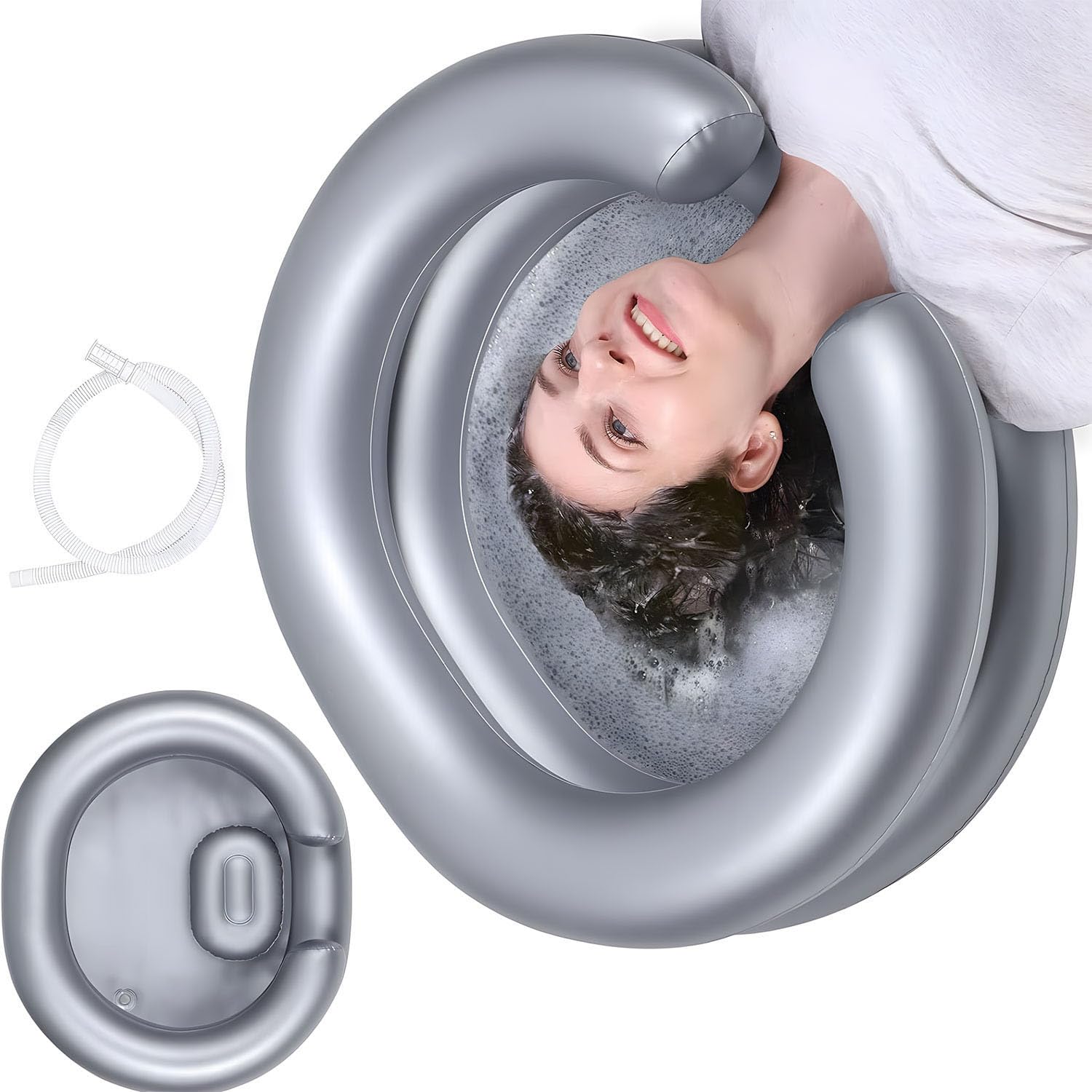 Bassine à shampooing ergonomique gonflable pour soulager la toilette des aînés