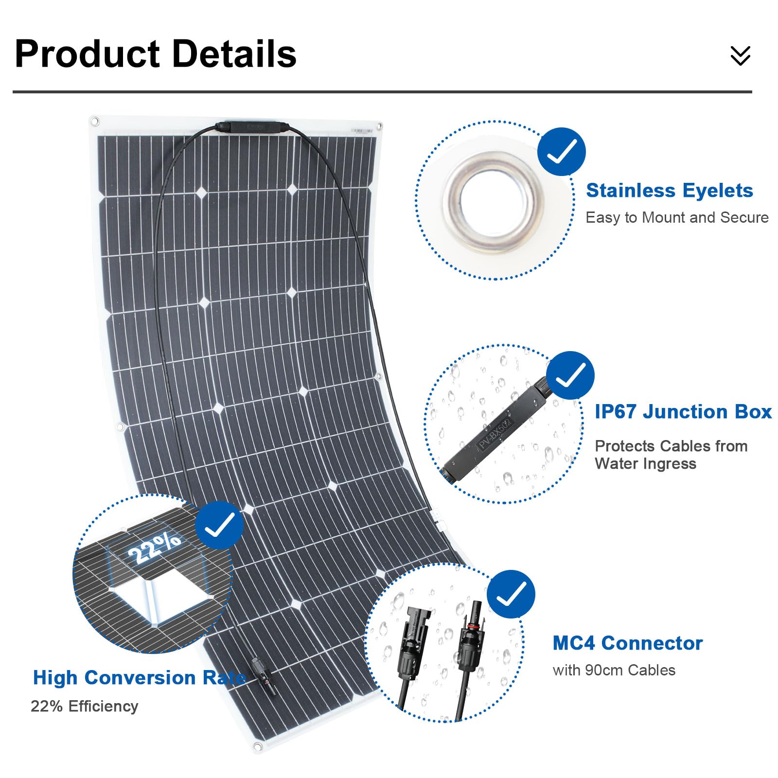 200W 12V24V Flexibles Solarmodul Kit Ideal für Camping Boote Wohnmobile