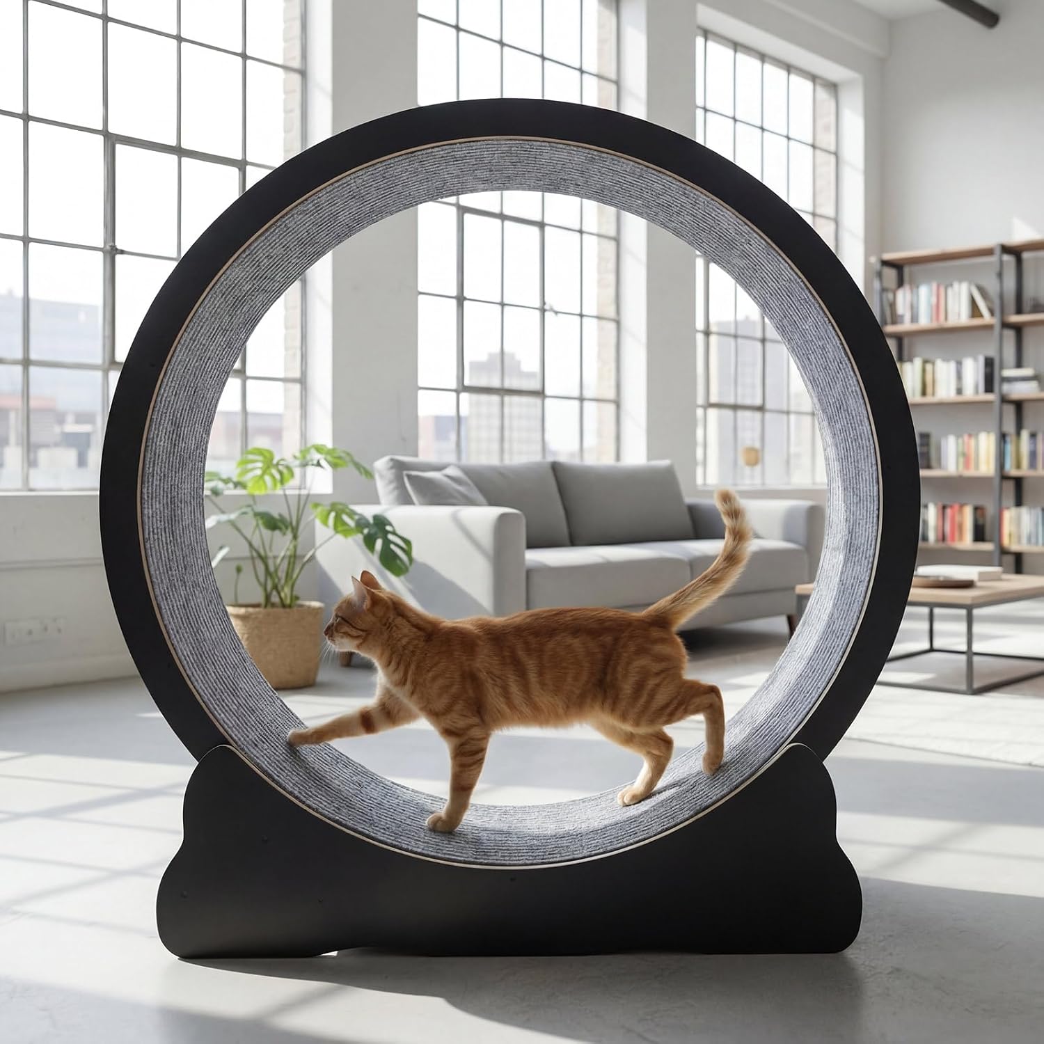 Breling Cat Wheels Mat Replacement Pad Exercise Wheel 144.5 x 14.55 Inch Cuttable Cat Scratching Carpet Pet Engaging Track Treadmill Accessories for Indoor Running, Training (Gray,Solid Color)