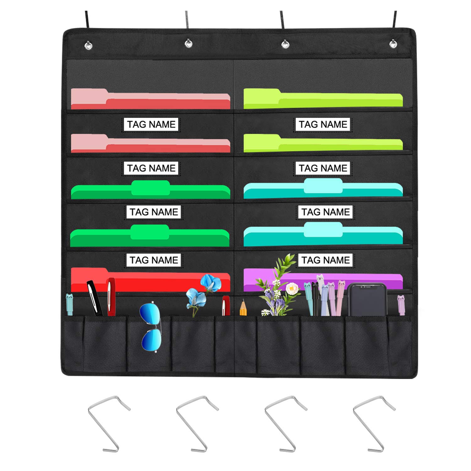 Sinzip Heavy Duty 10 Pocket Door Hanging File Organizer with Name Tag