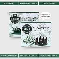 Vista 148 de TRUMIRI Incense Cones - Combo Pack of 20 Cone Incense - 10 Nag Champa + 10 Palo Santo - Insence Cones - Incense Cones Scented - Cone Incense Scents