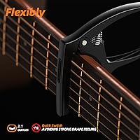 Vista 5 de Cejilla de Guitarra, TANMUS - Cejilla de metal de zinc 3 en 1 para guitarras acústica y eléctrica (con soporte para púas y 4 púas), para ukelele