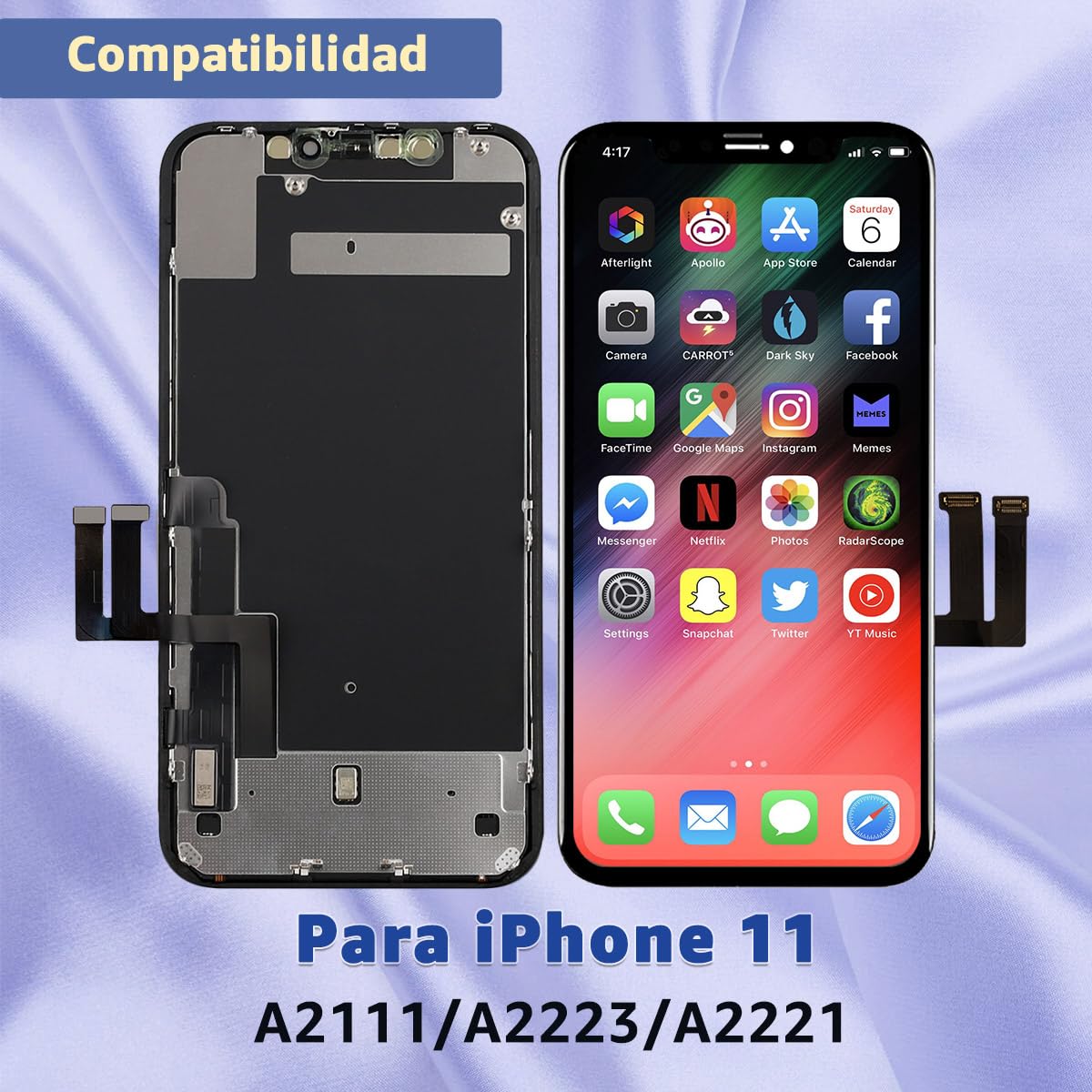 Yodoit Pantalla para iPhone 11 COF Full HD LCD 6.1 Pulgadas, digitalizador táctil, Compatible con el Modelo A2111, A2223, A2221, con Kit de Herramientas de reparación