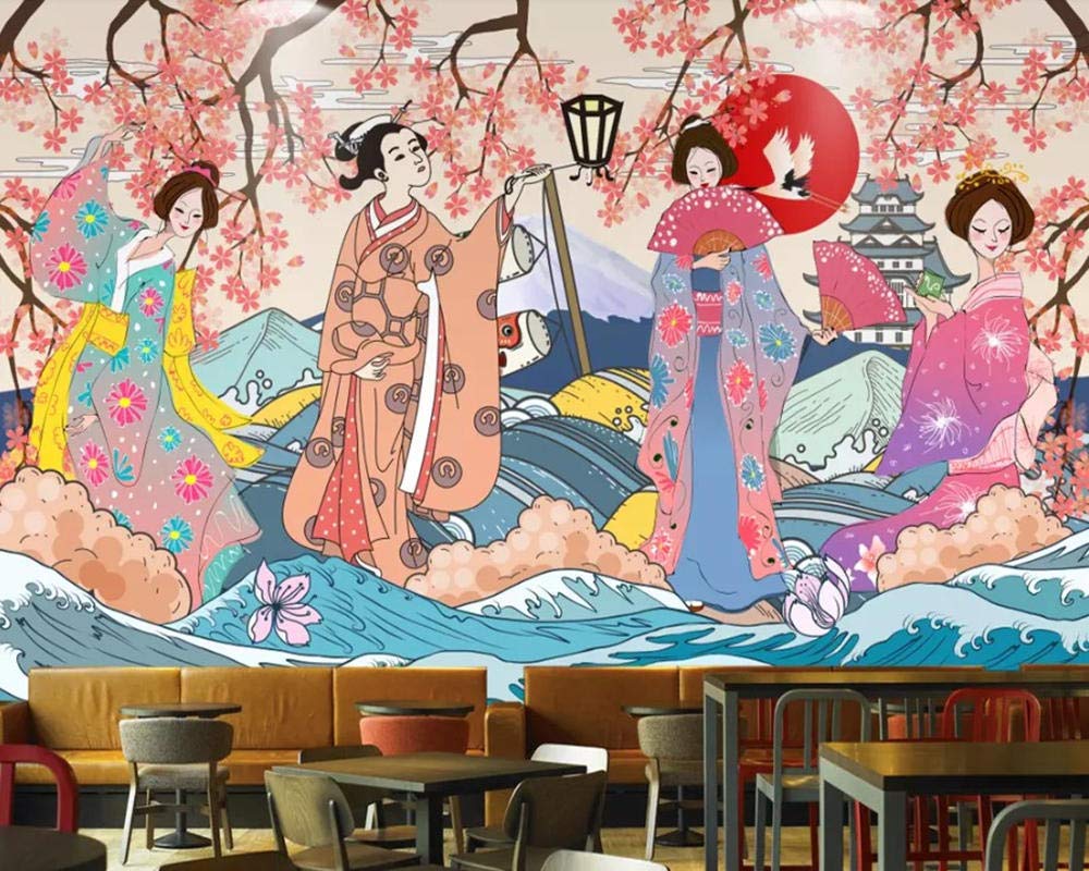 Papier peint japonais 3D rétro WLLLO 300x210 cm mural salon tv