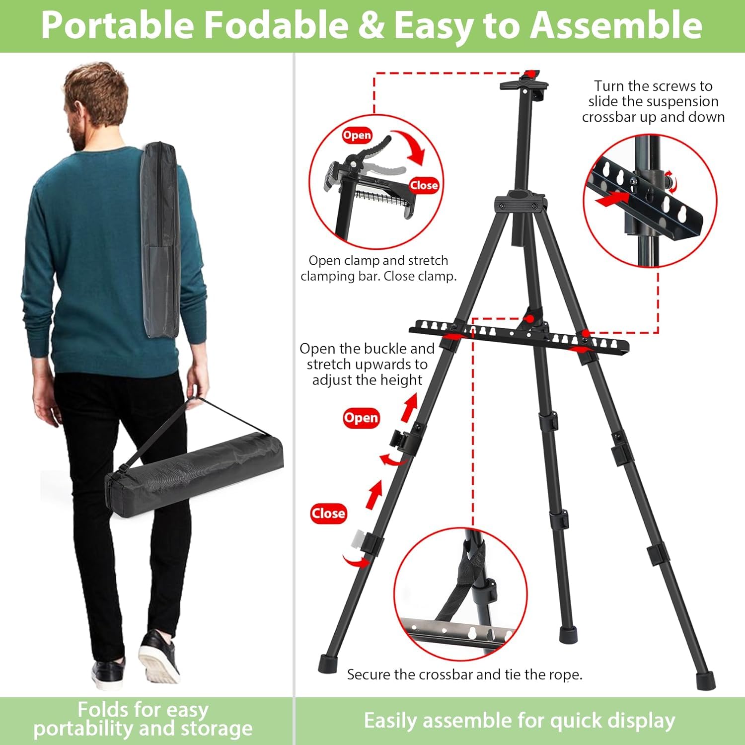 Supporto Tele Pittura Cavalletto Da Pittura VAIIGO Regolabile - 2 Pezzi Pieghevoli Per Tele E Manifesti Cavalletti Pittura Metallo