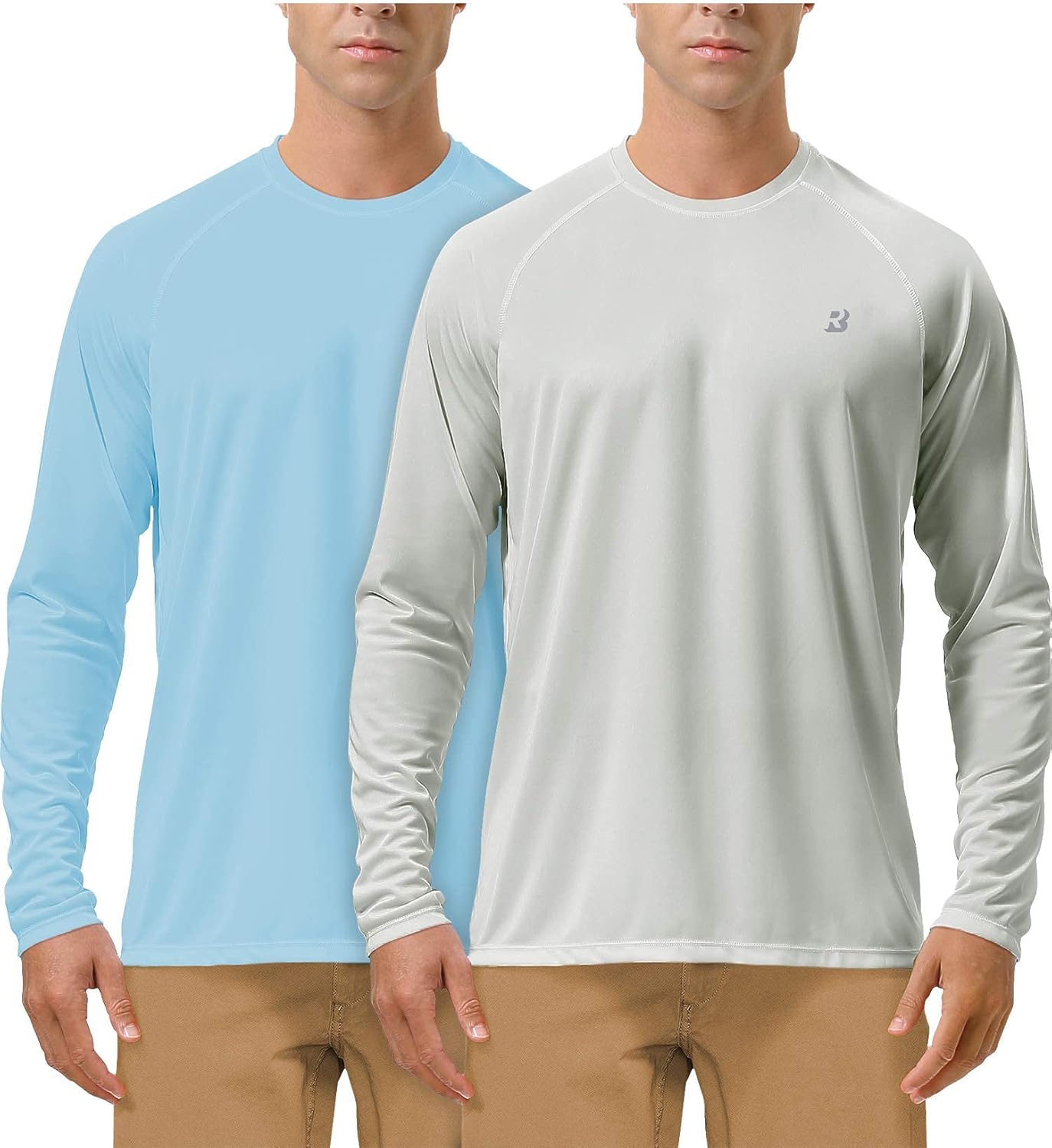 (Size: L) Men's 2 Pack UPF 50+ Fishing Shirts Long Sleeve UV Sun Protection Tops