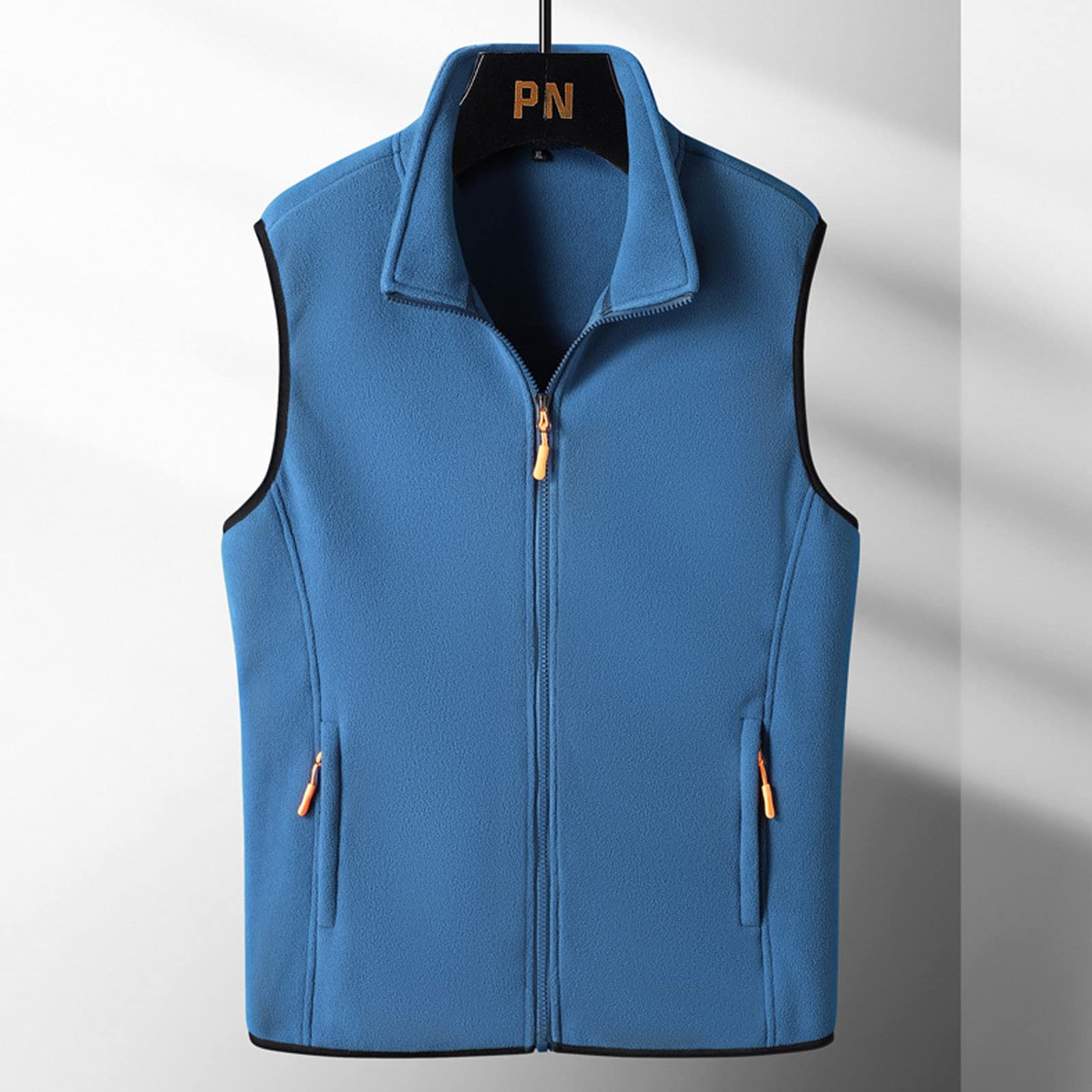 Gilet en polaire pour homme | Gilet en polaire léger avec poches zippées et fermeture éclair intégrale – Gilet sans manches anti-boulochage – Gilet d'extérieur en velours – Gilet d'hiver à col montant