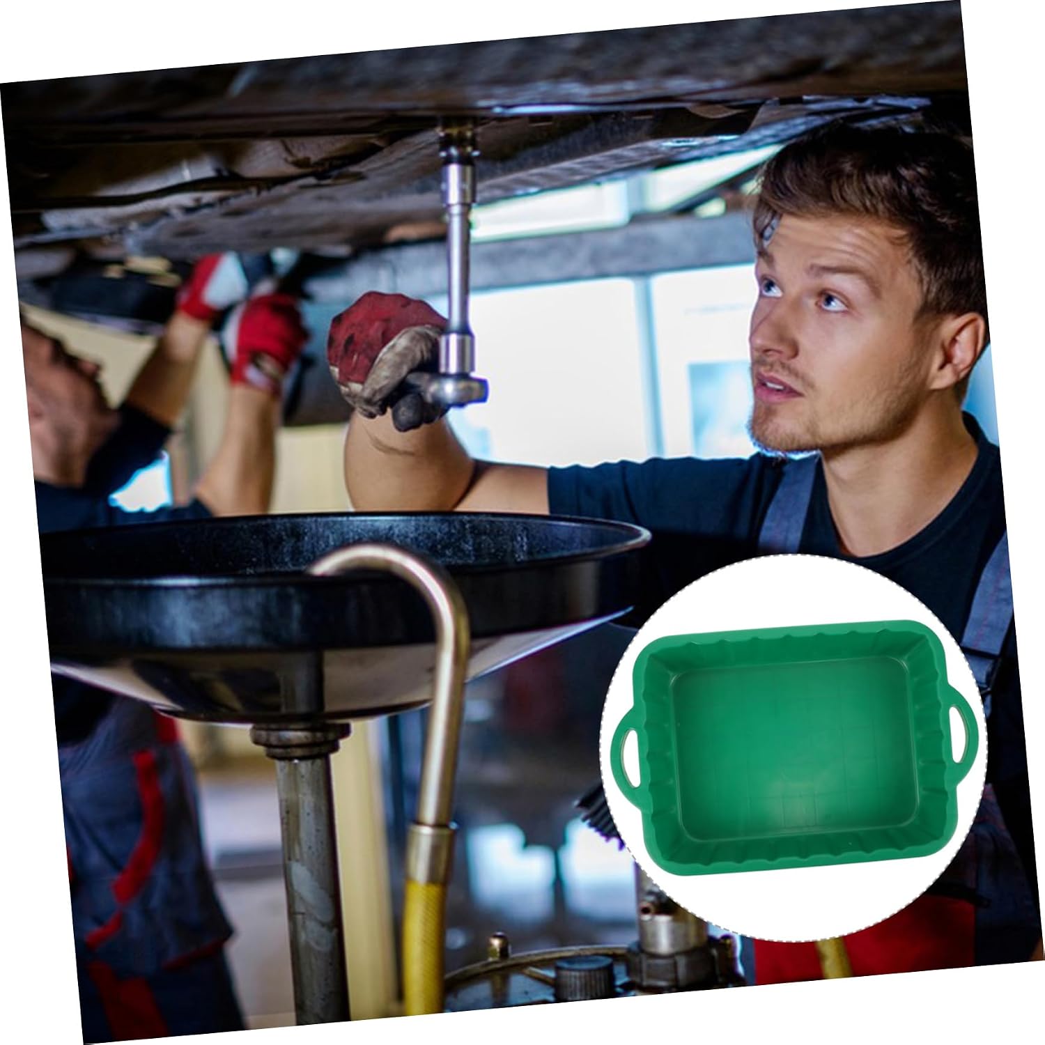 Luxshiny Large Plastic Oil Drain Pan Waste Engine Oil Collector Handle for Automotive Maintenance and Repairs for Cars and Trucks