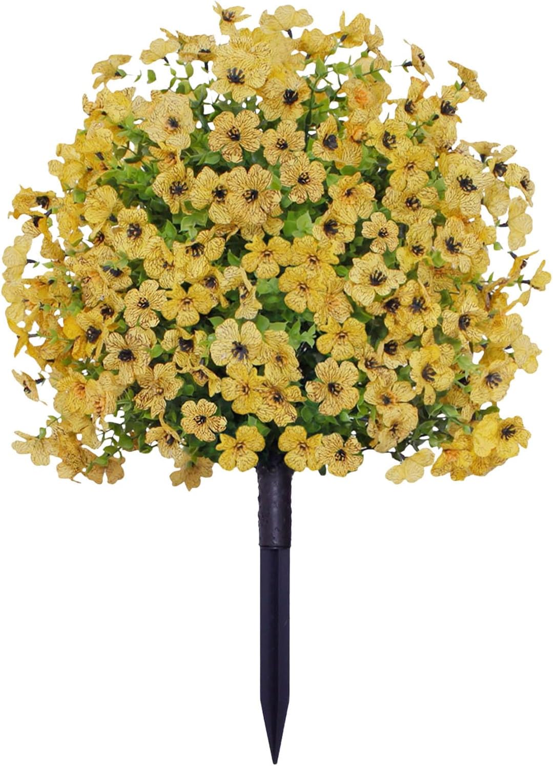 23in Artificial Violet Ball Topiary Trees with Ground Spikes,Fake Flower Bushes Plants, Fade Resistant Faux Shrubs Tree Brush for Indoor Outdoor Front Porch Garden Backyard Decor (Yellow)