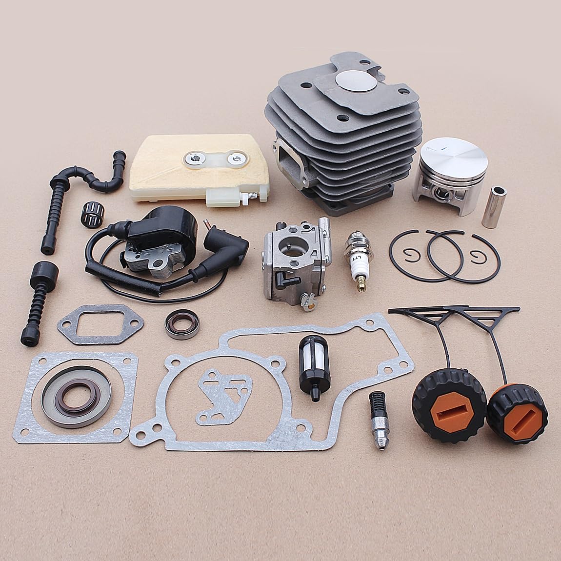 Części do kosiarki 52mm zestaw tłoka cylindra gaźnika do pilarek Stihl 038 MS380 1119 020 1202 piły łańcuchowe benzyna części narzędzi ogrodowych