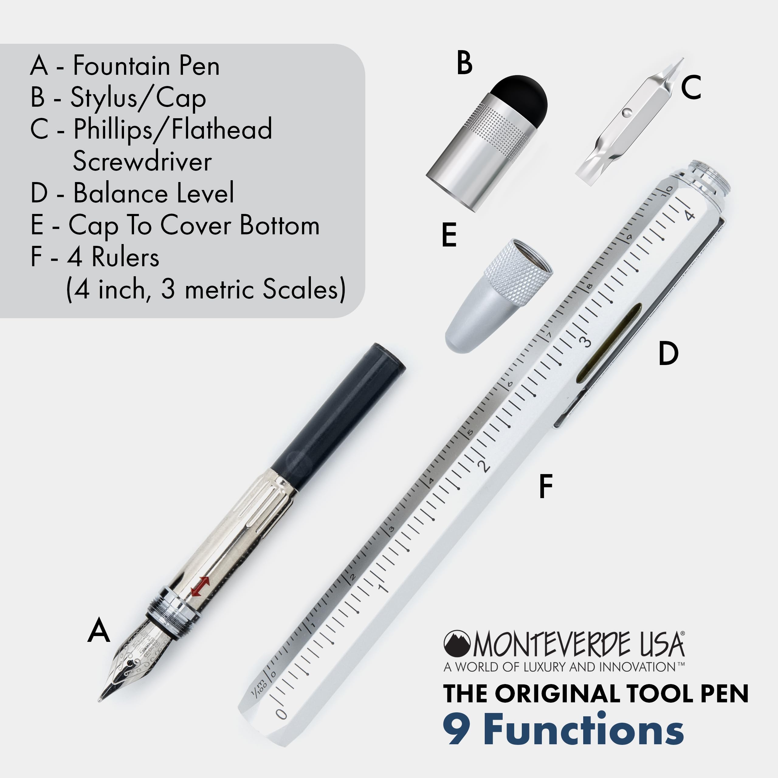 Monteverde MV35233 Tool Füllhalter Geeignet für Rechts-/Linkshänder silber