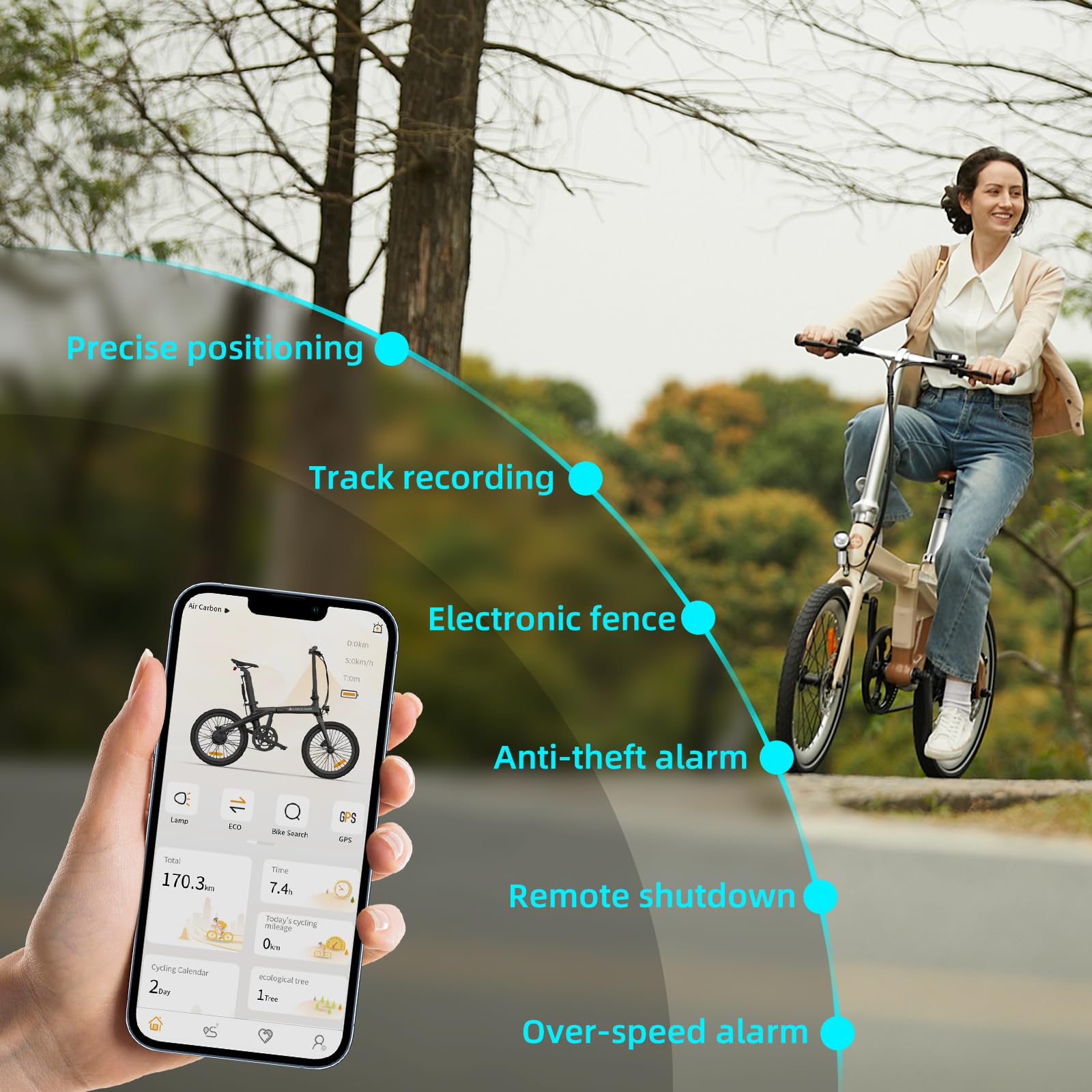 A Dece Oasis ADO E-Bike Air Carbon Elektrofahrrad, ebike Damen/ebike Herren,Bike,klapprad Riemenantrieb 14,5Kg IPS LCD Display, GPS,ADO APP,250W