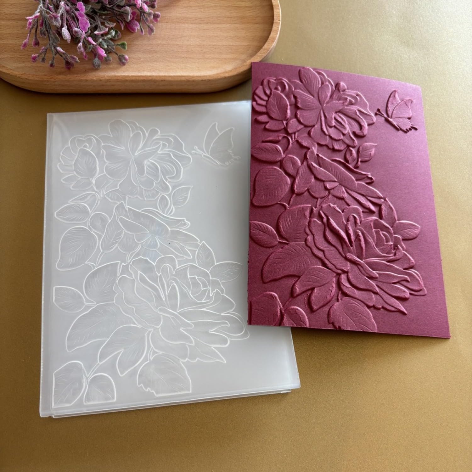 WooYangFun 1PC Flower Leaves Background Embossing Folder For