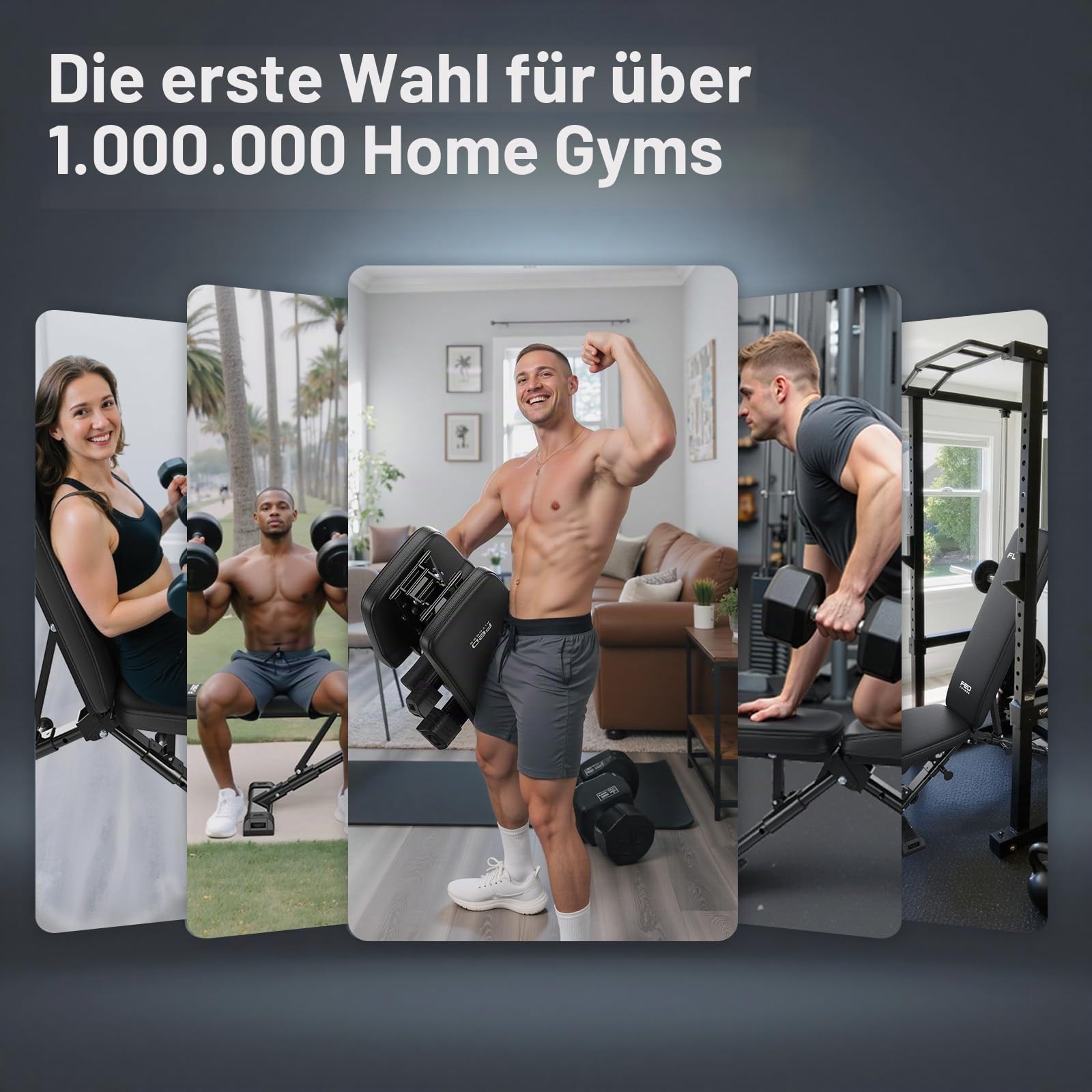 FLYBIRD Multifunktionale Hantelbank, verstellbare Profi-Trainingsbank mit 363 kg Traglast für Heimfitness, Schnellverstellung, platzsparend klappbar, 80% vormontiert