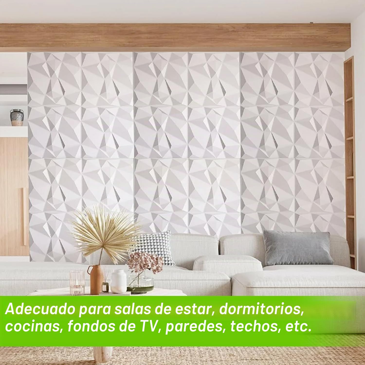 20 Piezas Panel de Pared de 3D Diamante 30 x 30 cm para Decoración de Paneles Decorativos en Blanco, Revestimiento de Paredes PVC, Resistentes al Agua, Resistentes al Calor, Inodoros, Blancos Mate