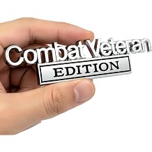 Premium 3D Metal Combat Veteran Edition Emblem 2-Pack - Heavy Duty Car Badge for Truck, Jeep, SUV Tailgate & Fender - Weatherproof Auto Decoration Nameplate Silver/Black