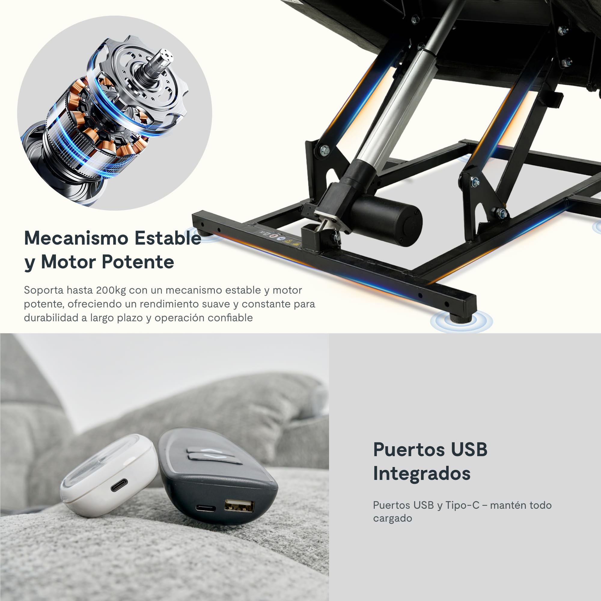 FLEXISPOT XL6 Sillón Relax Eléctrico con Levantapersonas, Masaje 8 Puntos y Calor, Reclinable 105°-165°, USB y Type-C, 2 Portavasos y Bolsillos, Sofá Individual Acolchado, hasta 200 kg, Gris Claro
