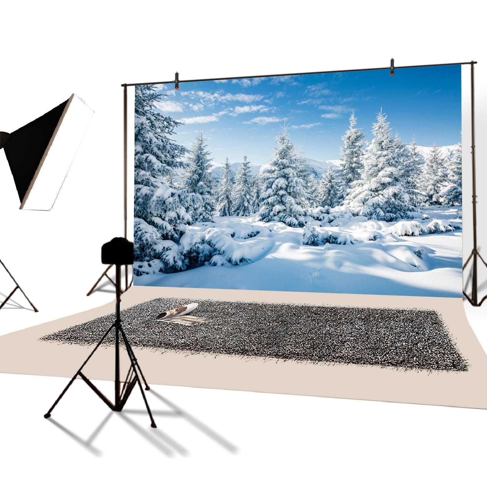 YongFoto 4,5x3m Vinile Sfondo Fotografico Xmas Albero Natale innevato rurale Merry Fondale Foto Festa Bambini Boby Nozze Adulto Partito Studio Fotografico Puntelli