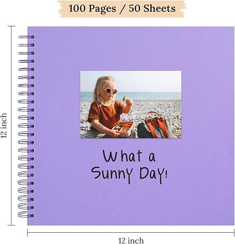 Vista 51 de Álbum de recortes de 8 x 8 pulgadas, álbum de recortes de papel kraft de tapa dura, álbumes de fotos, 40 páginas, perfecto para fotos de 4 x 6 / 5 x