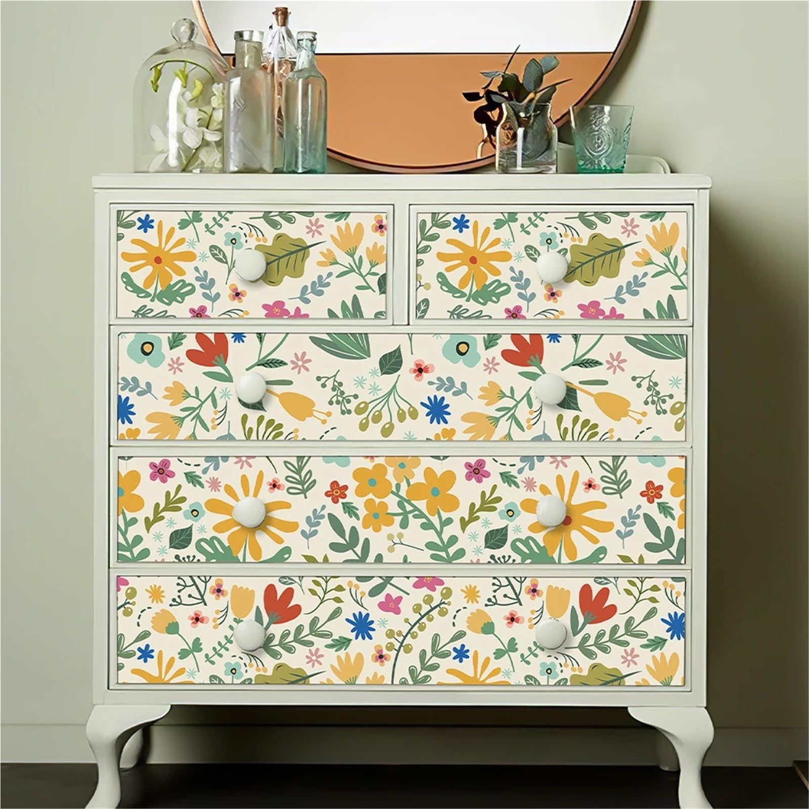 BTGYTTKL Self Adhesive Wallpaper Yellow Bloom Peel and Stick Waterproof Wall Film Removable Indoor Surface Ornament